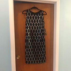 Joseph Ribkoff Black dress with silver sequins size Large